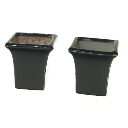Kvadratiske vasepotter, sort (str. 2 stk 11,5x10,5 cm)