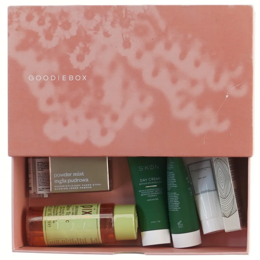 Goodiebox med skønhedsprodukter (str. 24x14,5 cm)