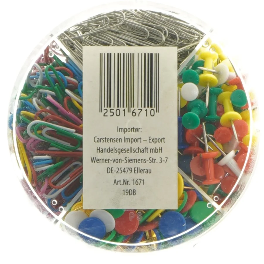 Kontorboks med tegne- og papirartikler fra Expertiz