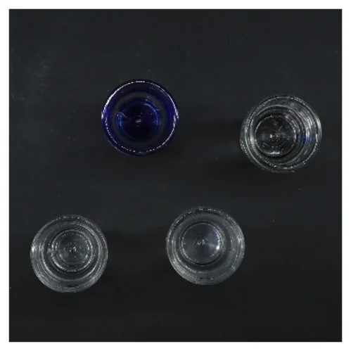4 Mundblæste  likør/snaps farvede glas fra Sagaform (str. 4 stk Ø 4,5 cm længde 13 cm)