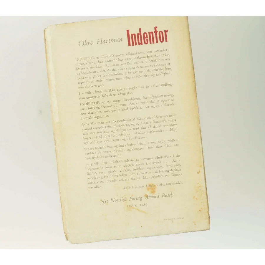 Indenfor af Olov Hartman (Bog)