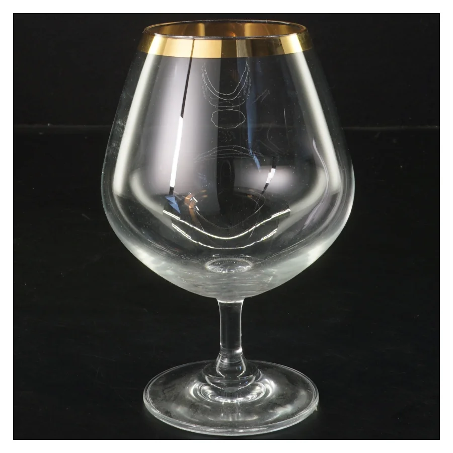 Glas med guldkant (str. Ø 6 cm længde 14,5 cm)