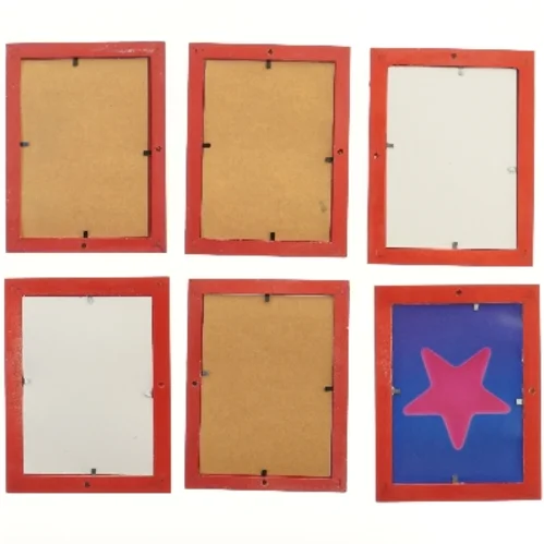 6 Røde billedrammer (str. 6 stk 21,5x16,5 cm)