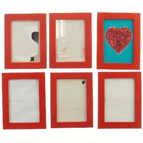6 Røde billedrammer (str. 6 stk 21,5x16,5 cm)