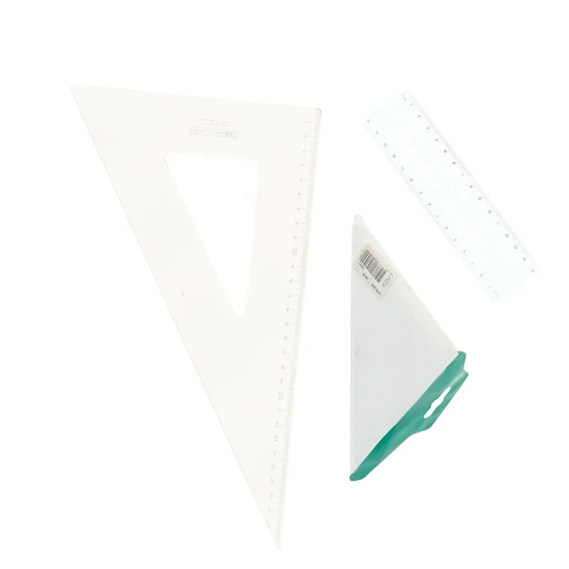 Geometri sæt med trekanter og lineal (str. 30 cm)