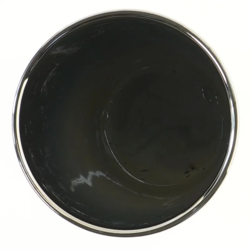 Grå vase med metallisk kant (str. Ø 13 cm længde 15 cm)