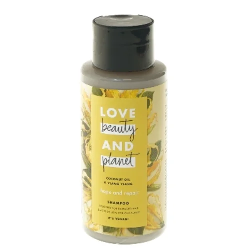 Shampoo med kokosolie og ylang ylang fra Love Beauty and Planet (str. 16,5 cm)
