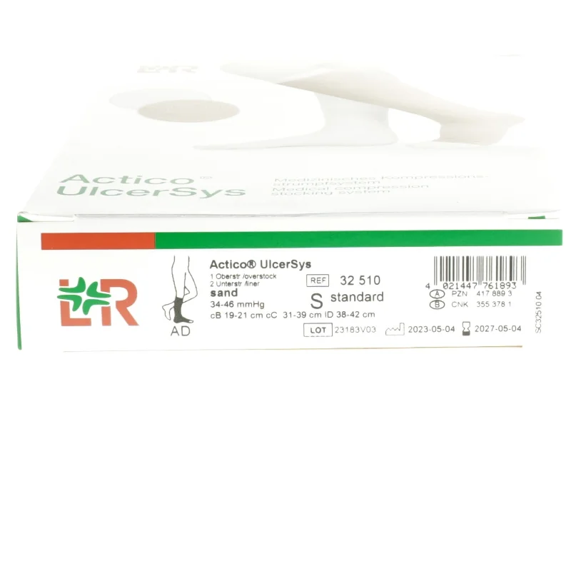 Medicinsk kompressionsstrømpesystem fra Oeko-tex (str. s, cm)