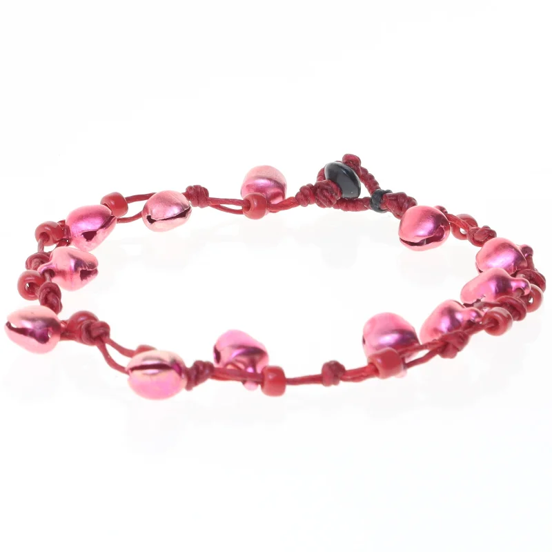 Rød armbånd med perler (str. 25,5 cm)