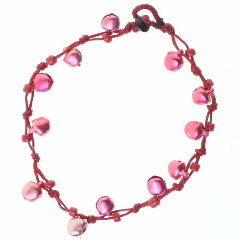 Rød armbånd med perler (str. 25,5 cm)