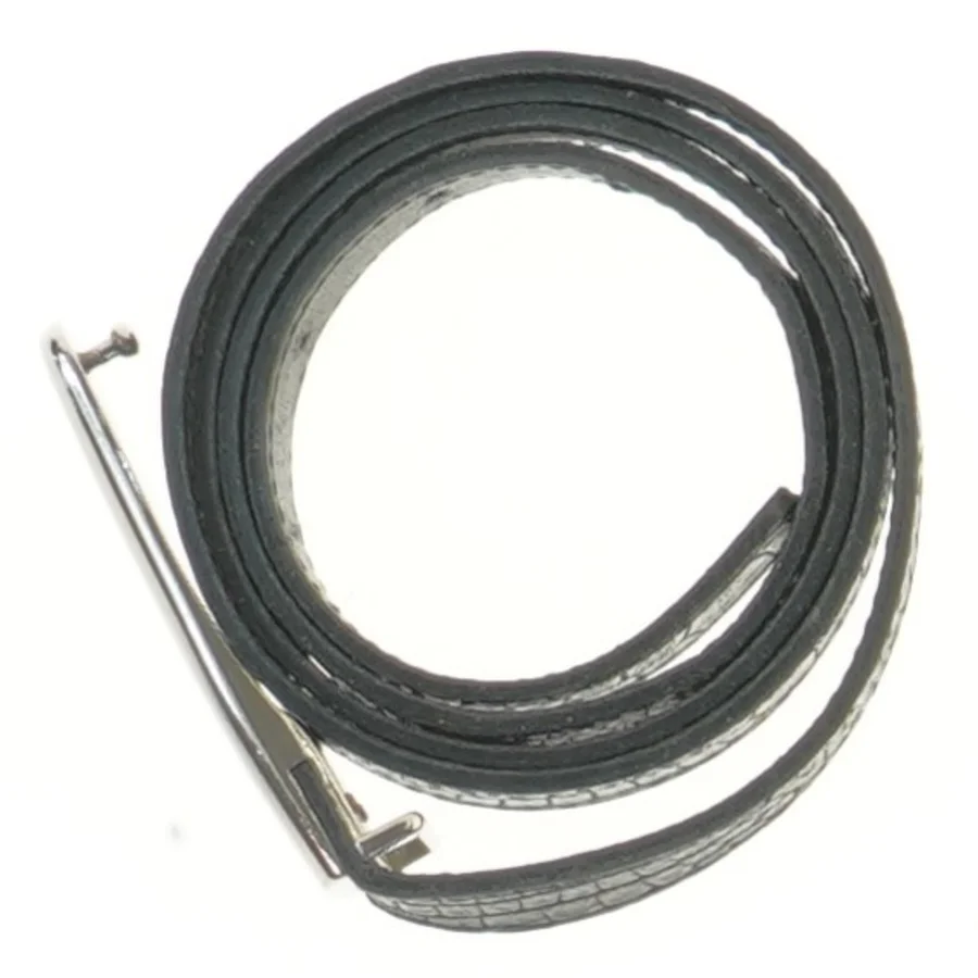 Sort læderbælte med metalspænde (str. 85 cm)