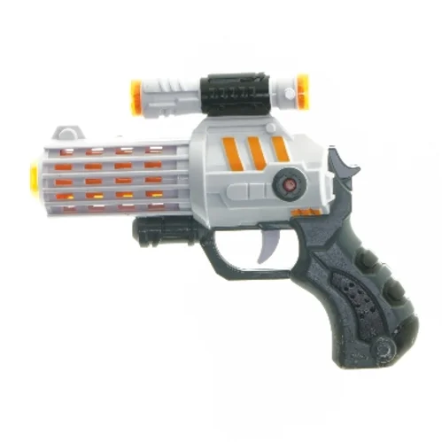 Legetøjspistol med lys og orange detaljer (str. 20x15 cm)