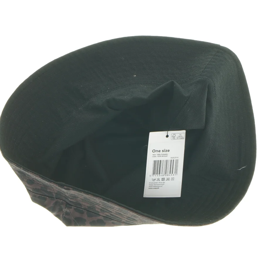 Leopardmønstret bøllehat fra Coop (str. Ø 34 cm)