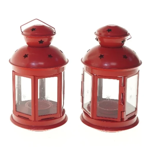 Røde lanterner med stjernemønster fra IKEA (str. 2 stk 21 cm)