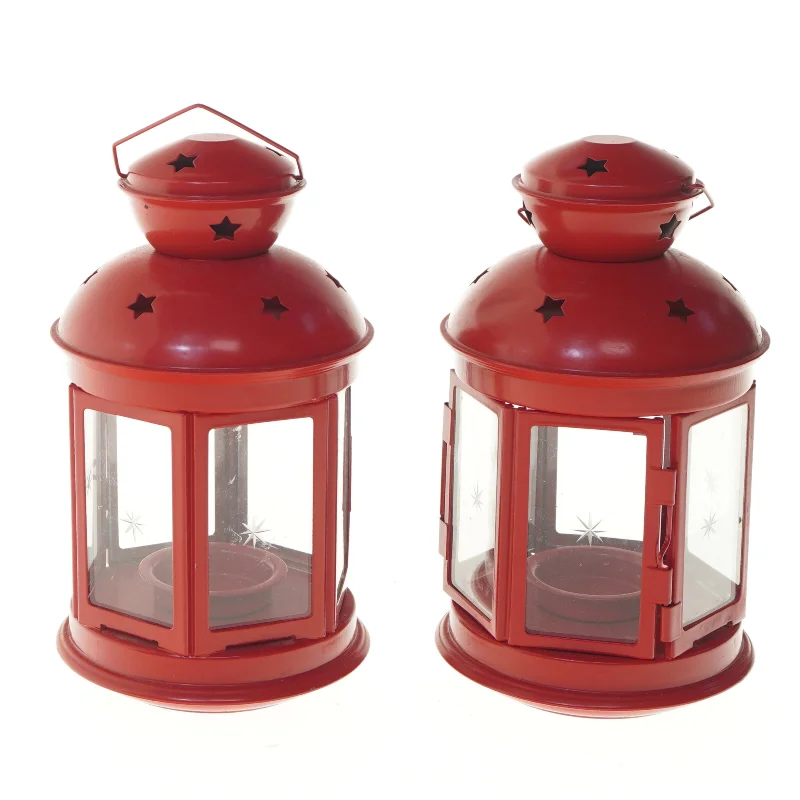 Røde lanterner med stjernemønster fra IKEA (str. 2 stk 21 cm)