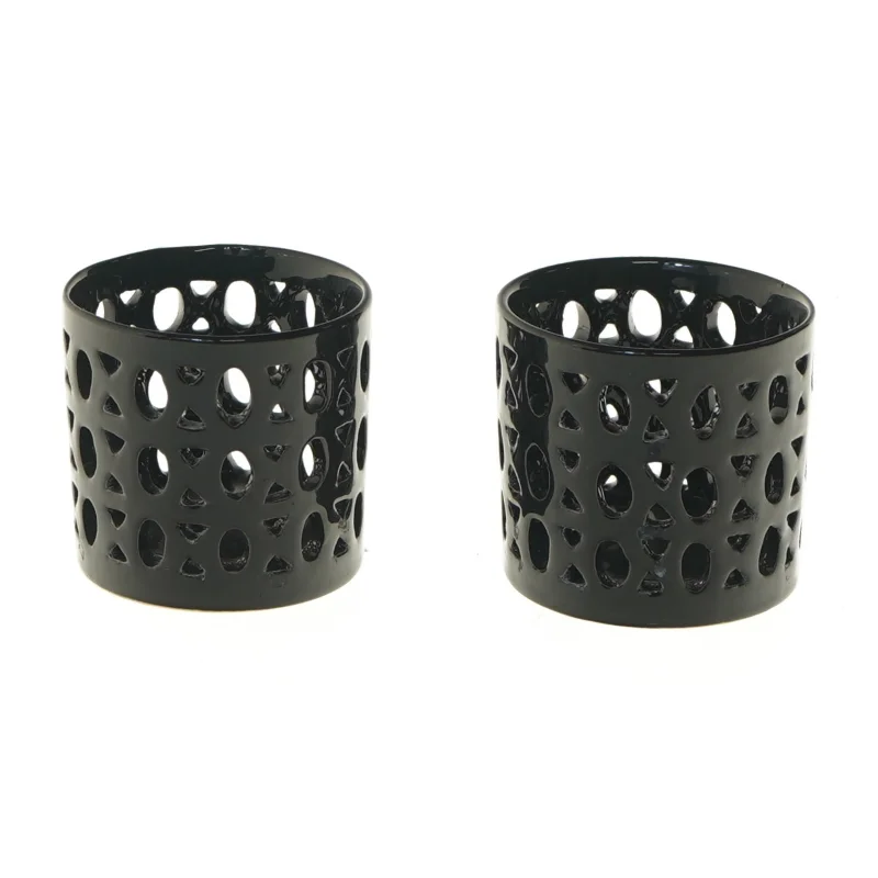 Sort fyrfadsstage sæt (str. Ø 7 cm)