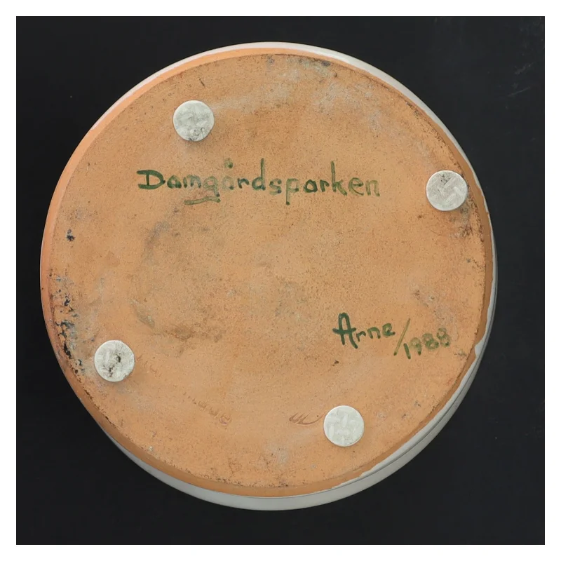 Dekorativ urtepotte med blomsterdesign (str. Ø 13 cm længde 11 cm)