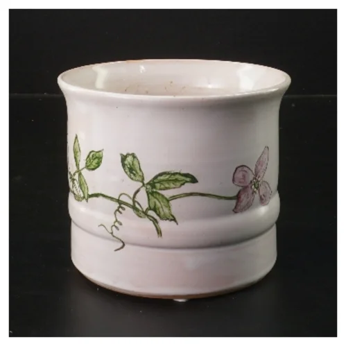 Dekorativ urtepotte med blomsterdesign (str. Ø 13 cm længde 11 cm)