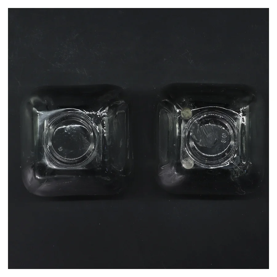 Kvadratiske/firkantede Glaslysestager/potte (str. 2 stk 8,5x9 cm)