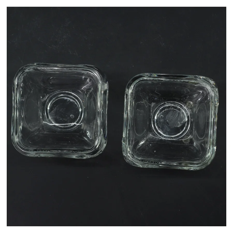 Kvadratiske/firkantede Glaslysestager/potte (str. 2 stk 8,5x9 cm)