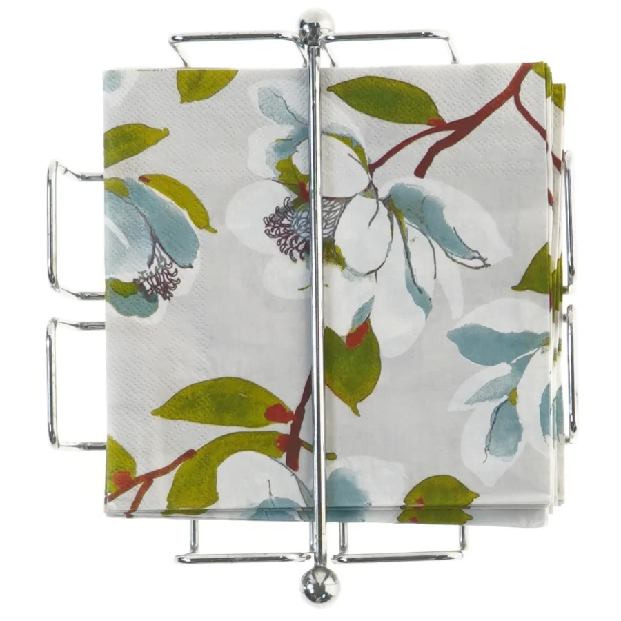 Serviettholder i metal med servietter (str. 19x19x6 cm)