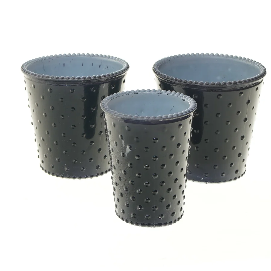 2Have Sæt af tre blomsterpotter i sort glas (str. 3 stk Ø 13,5 & 10 cm længde 13 cm)