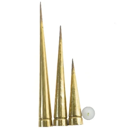 3 messing lysestager (str. 20x30x37 cm)