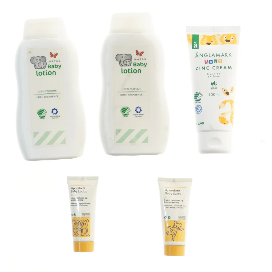 Sæt med babylotion og zinkcreme (str. 5 stk 16-9 cm)