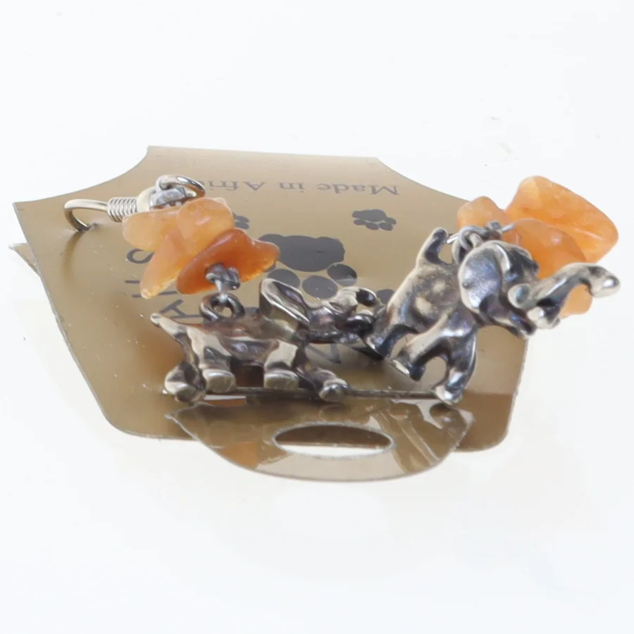 Øreringe med elefantvedhæng (str. 4 cm)