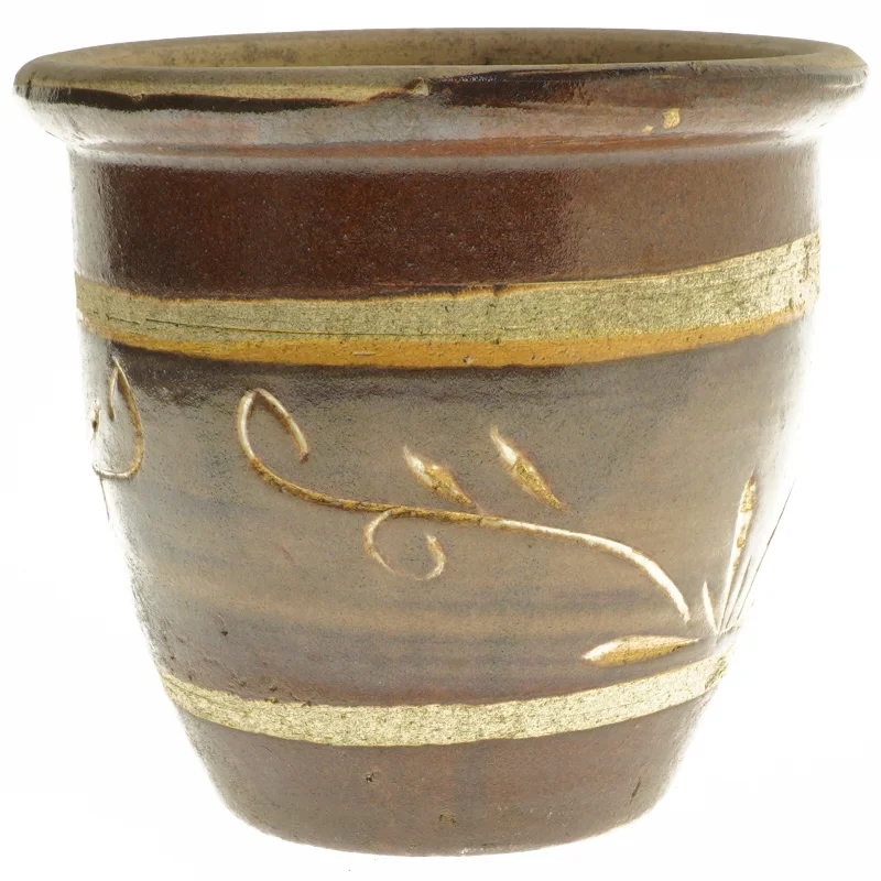 Lerkrukke med dekorative mønstre (str. 17x20 cm)