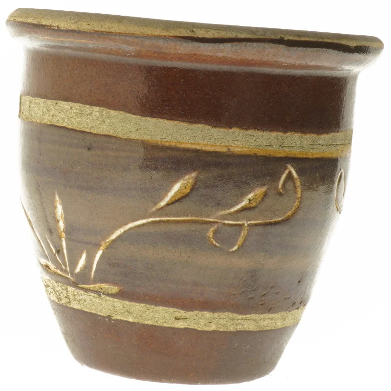 Lerkrukke med dekorative mønstre (str. 17x20 cm)