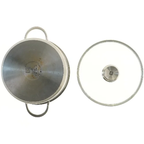 Rustfri stålgryde med glaslåg fra Zwilling (str. 23,5x11 cm)