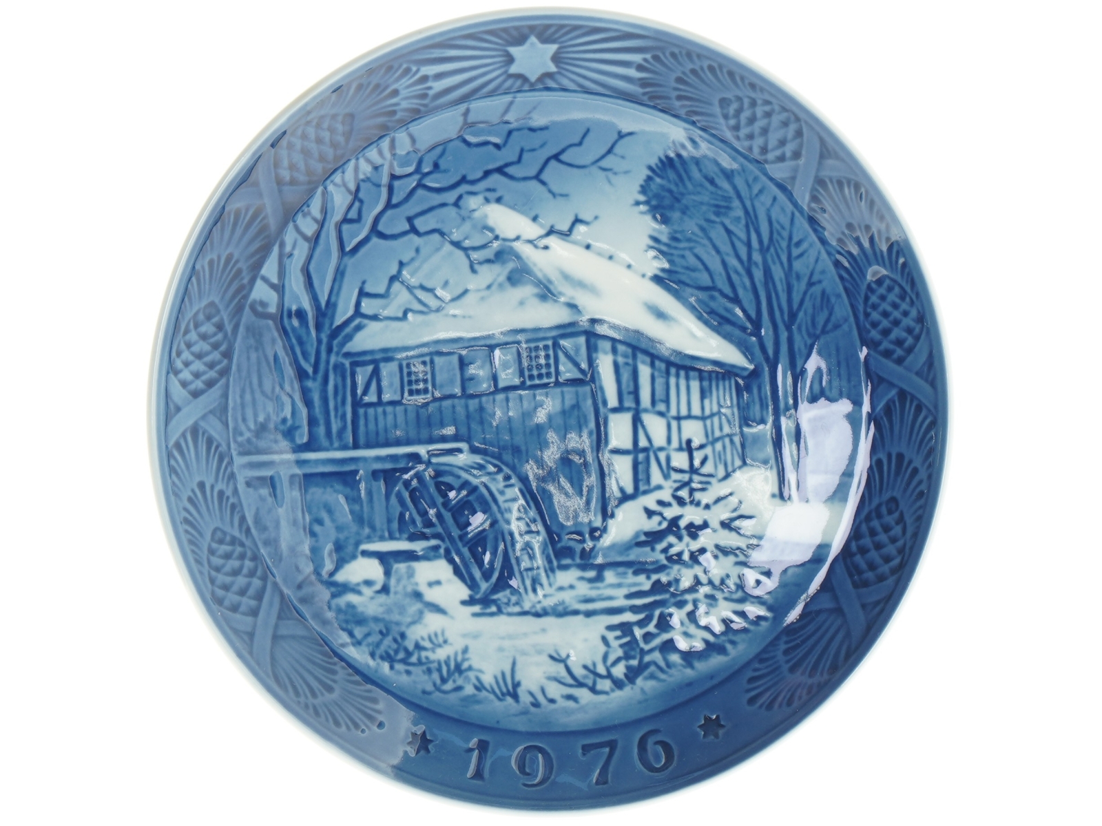 Platte 1976 Vibæk vandmølle fra Royal Copenhagen (str. 18 x 18 cm)