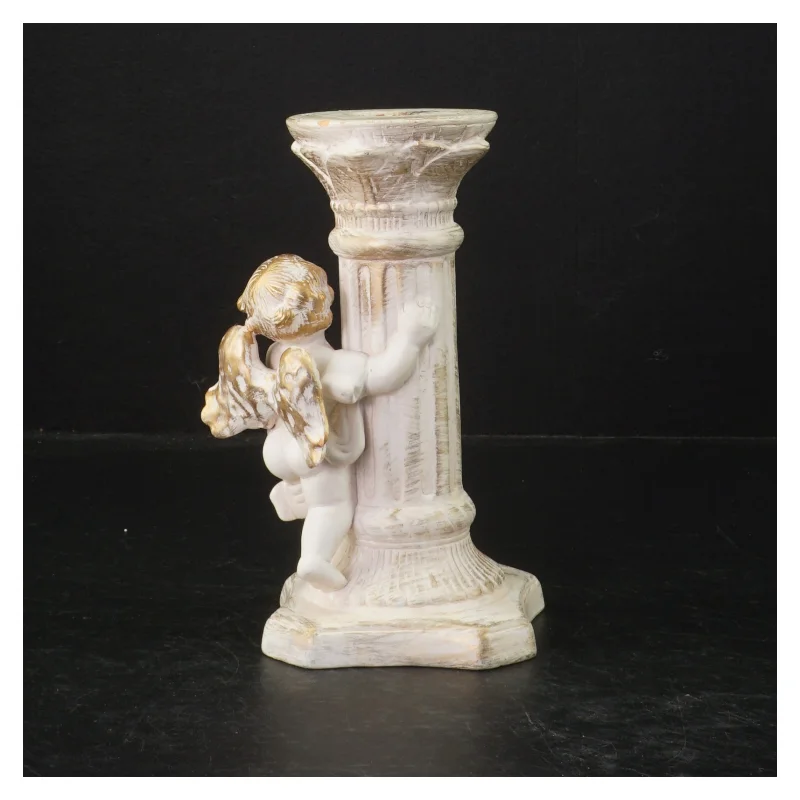 Keramiklysestage med englemotiv (str. 16 cm)