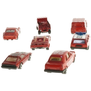 Sæt med 7 røde legetøjsbiler (str. 7 stk 8x3,5 cm)
