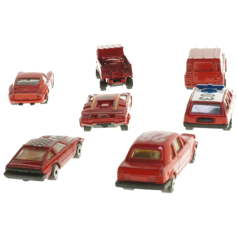 Sæt med 7 røde legetøjsbiler (str. 7 stk 8x3,5 cm)