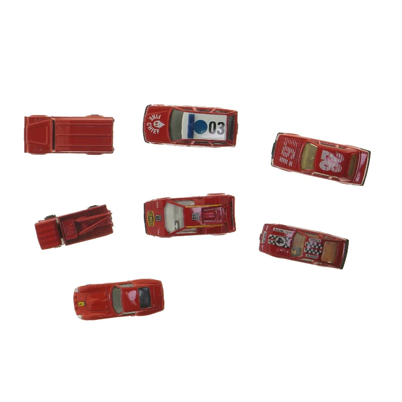 Sæt med 7 røde legetøjsbiler (str. 7 stk 8x3,5 cm)