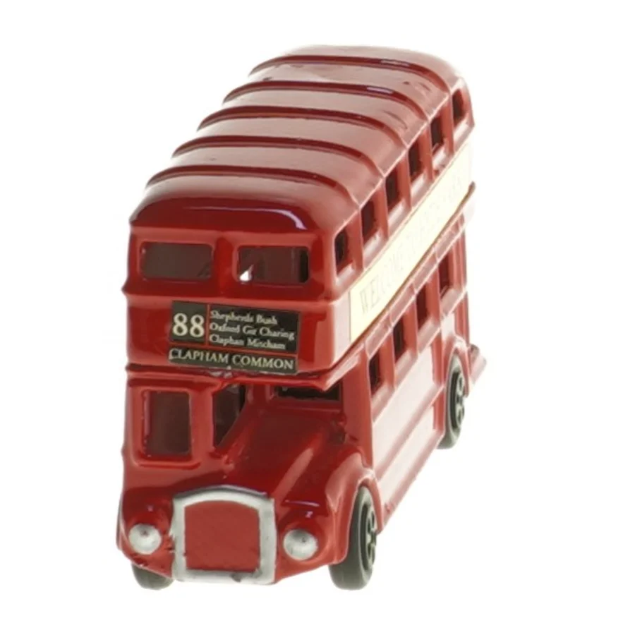 Rød dobbeltdækker legetøjsbus (str. 9x5 cm)