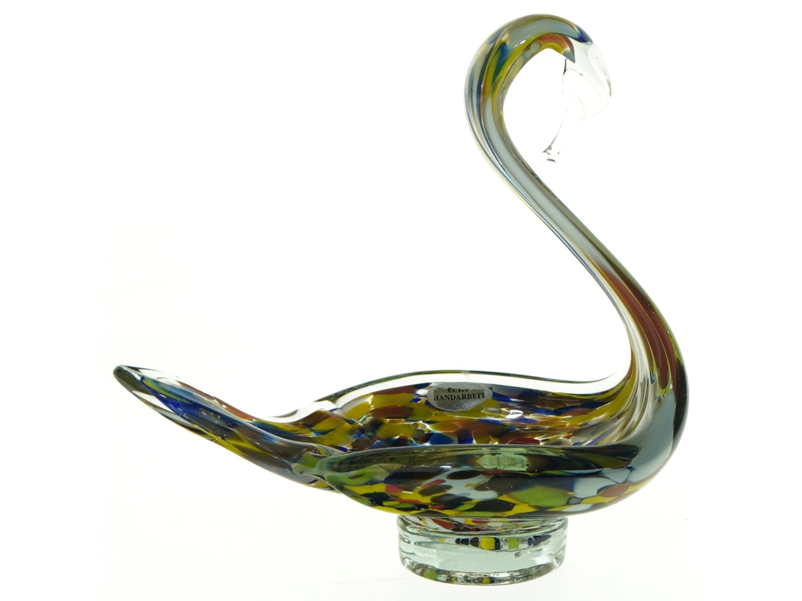 Glasfigur i form af svane (str. 17 x 10 cm)