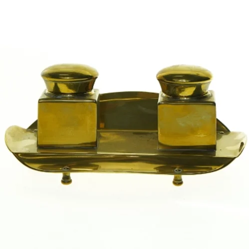 Skrivebordssæt i messing (str. 21 x 15 cm)