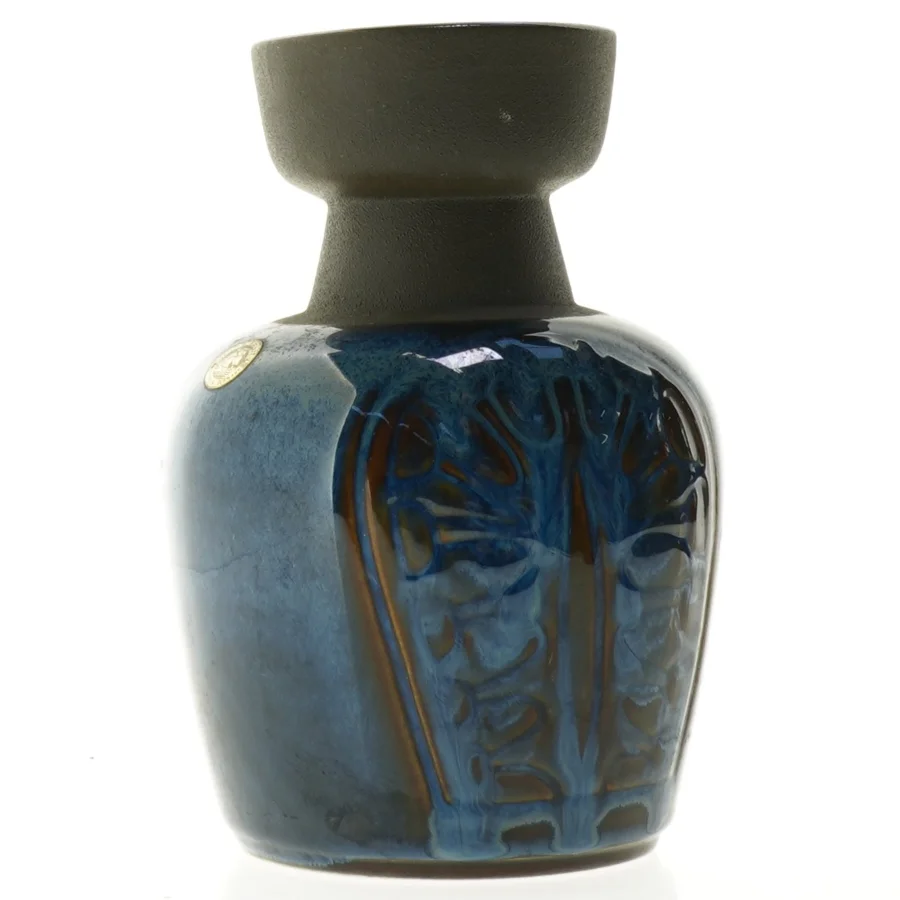 Blå keramikvase fra Søholm (str. 18 cm)