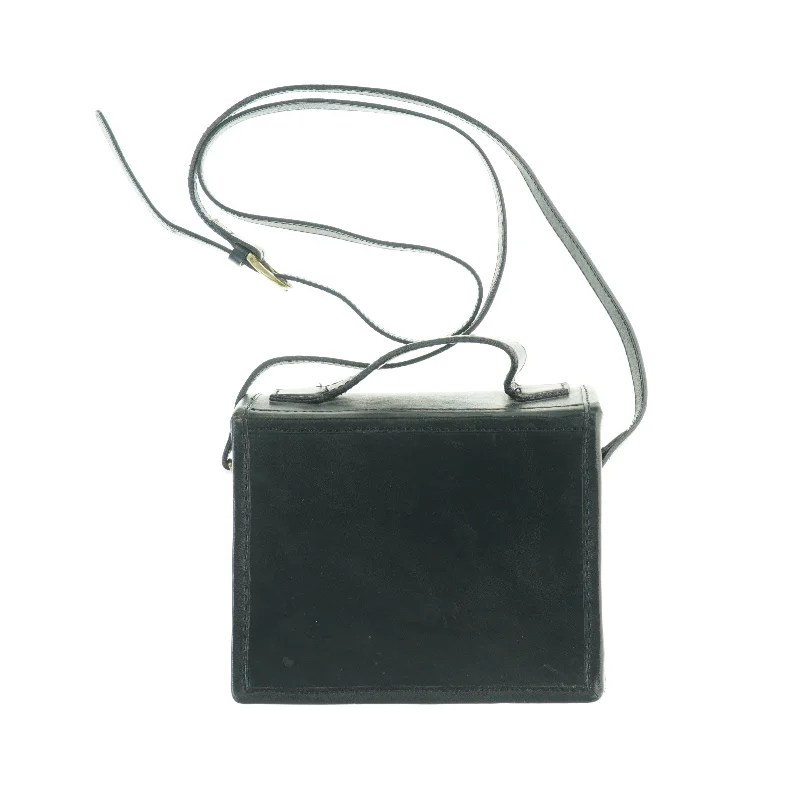 Sort skuldertaske i læderlook (str. B 20 x h 16 x d. 10 cm)