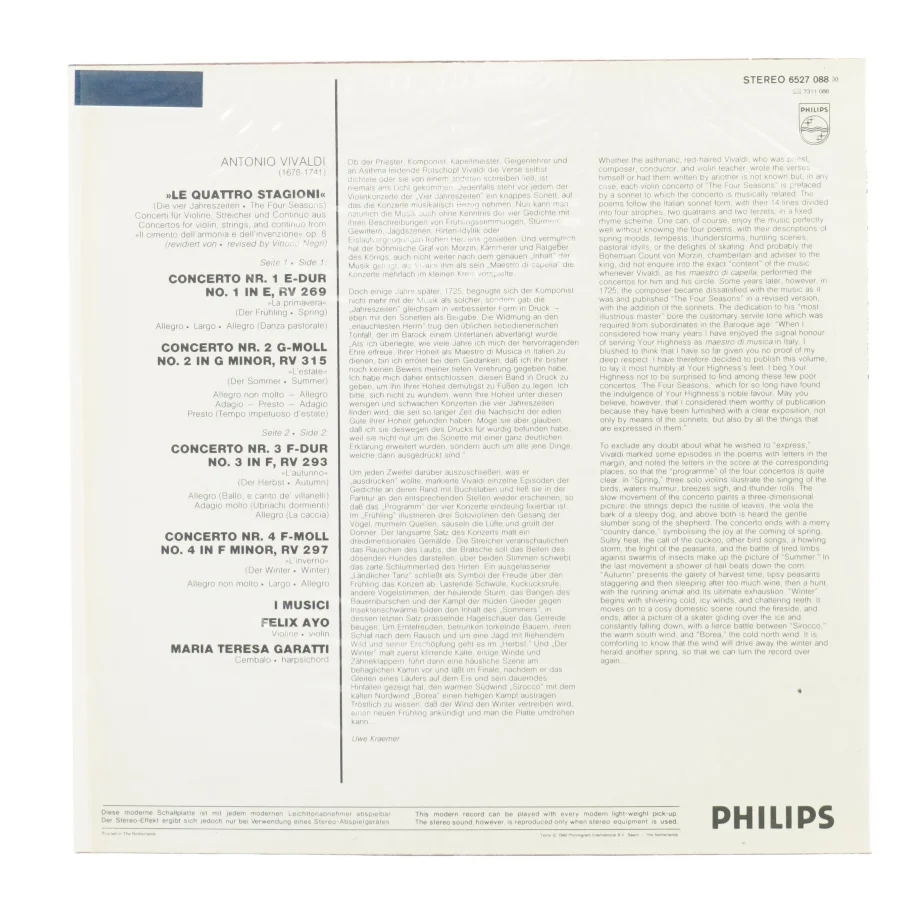 Vivaldi: die vier jahreszeiten fra Philips (str. 30 cm)