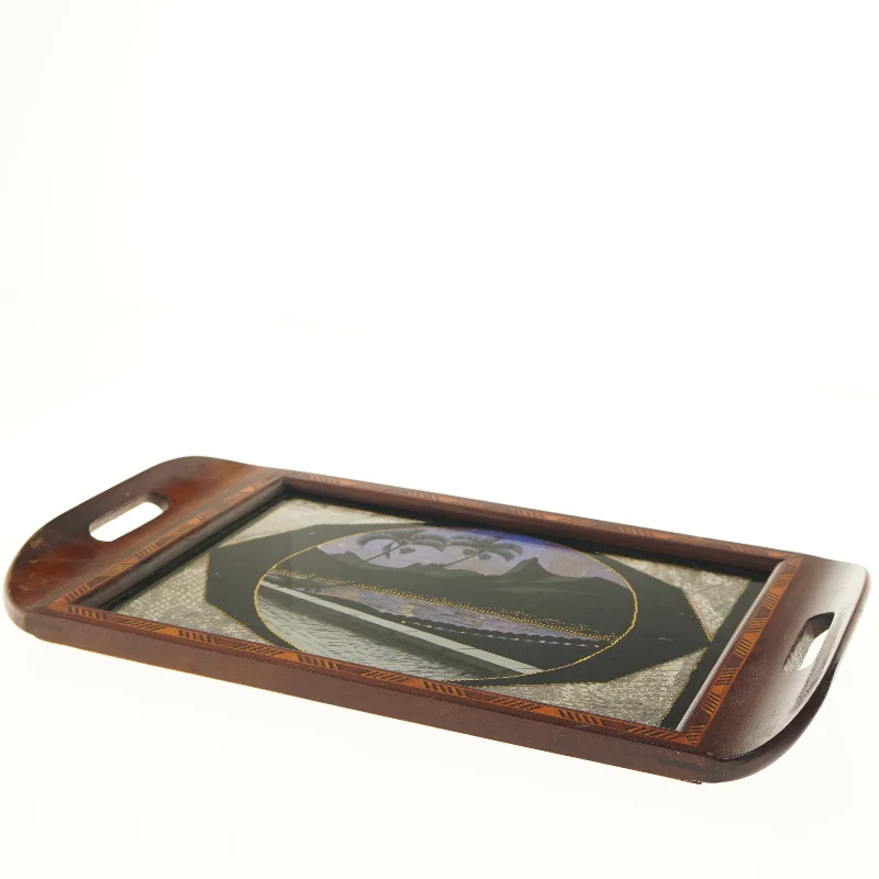 Dekorativt serveringsbakke med brasil motiv (str. 49x27,7 cm)