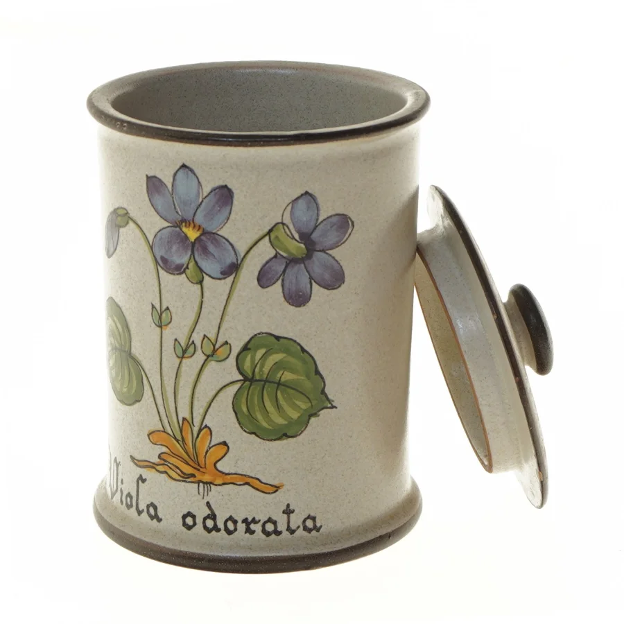 Keramik krukke med låg (str. Ø 12x16 cm)