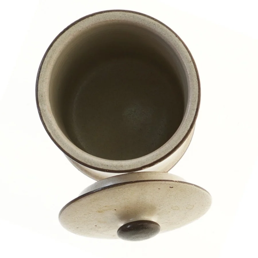 Keramik krukke med låg (str. Ø 12x16 cm)