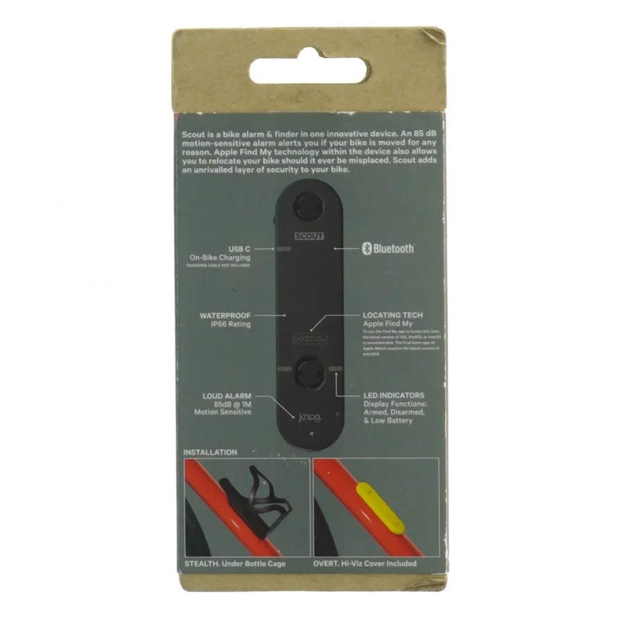 Cykelalarm og -finder fra Scout (str. 11 x 3 cm)