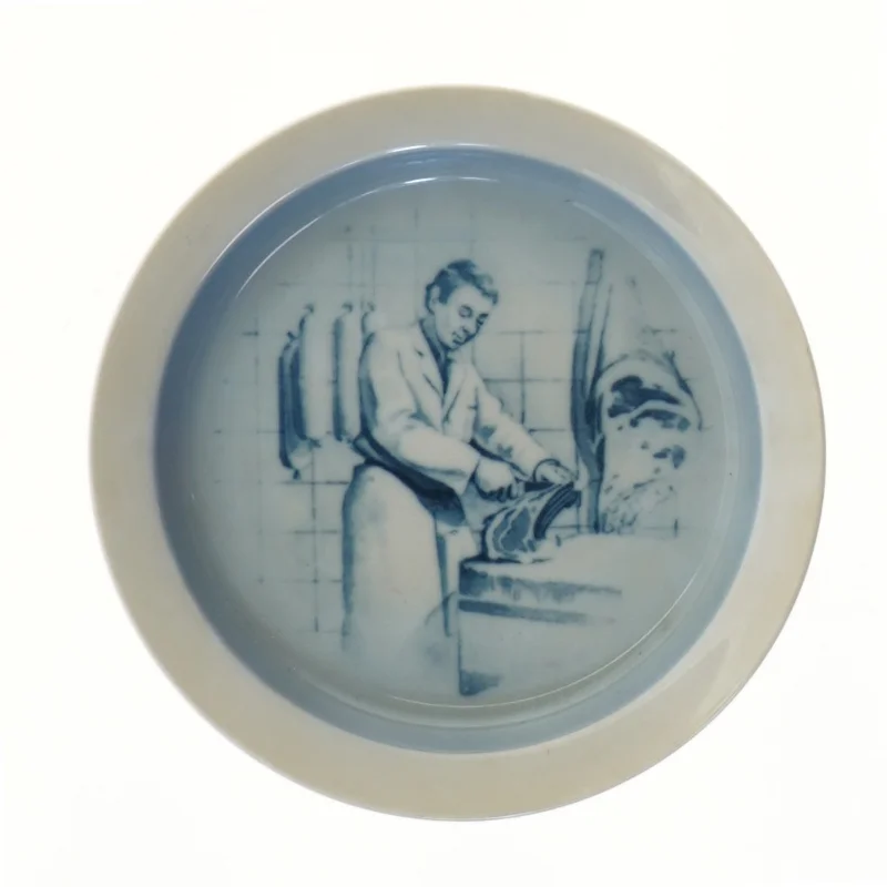 Blå og hvid tallerken fra Royal Copenhagen (str. Ø 18 cm)