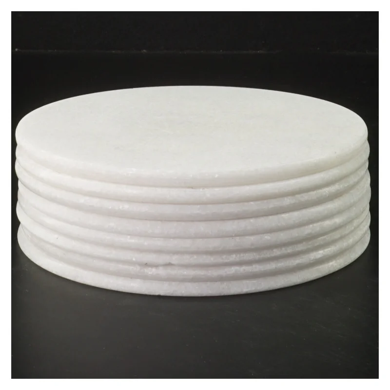 Hvide runde tallerkener, marmor(str. 8 styk, ø 15 cm) (str. 8 styk, ø 15 cm)