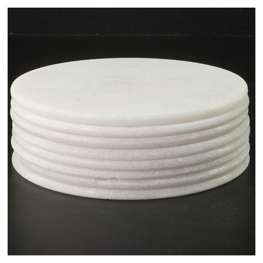 Hvide runde tallerkener, marmor(str. 8 styk, ø 15 cm) (str. 8 styk, ø 15 cm)